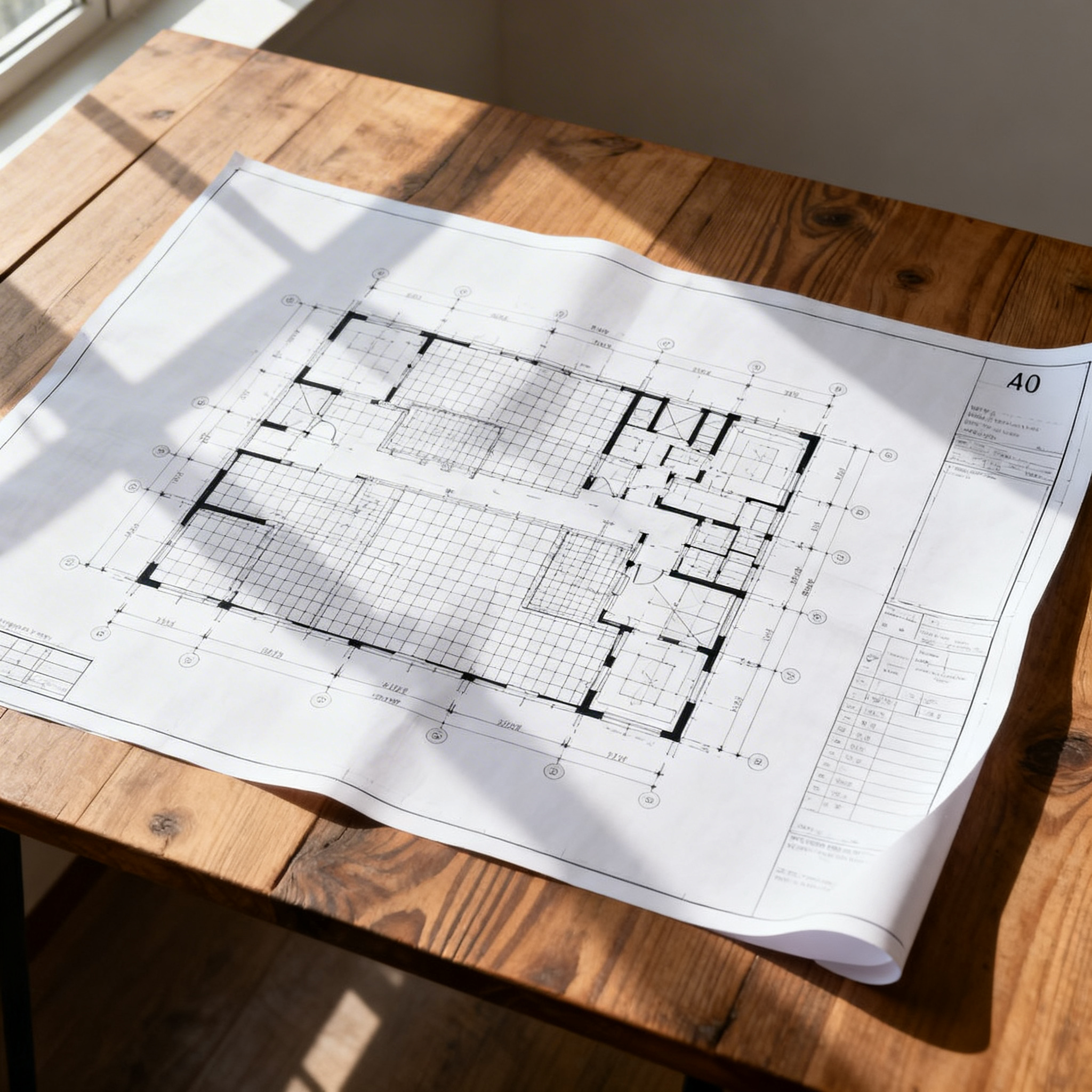 Nauwkeurig geploote A0 bouwtekening op schaal
